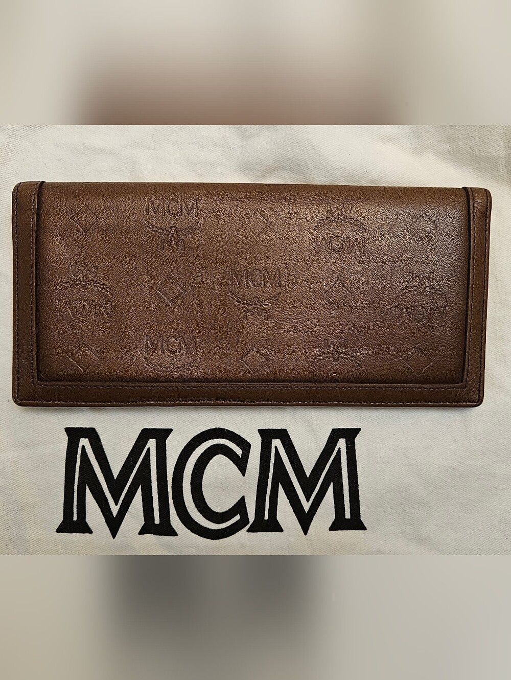 MCM Brown Embossed Leather Long Wallet